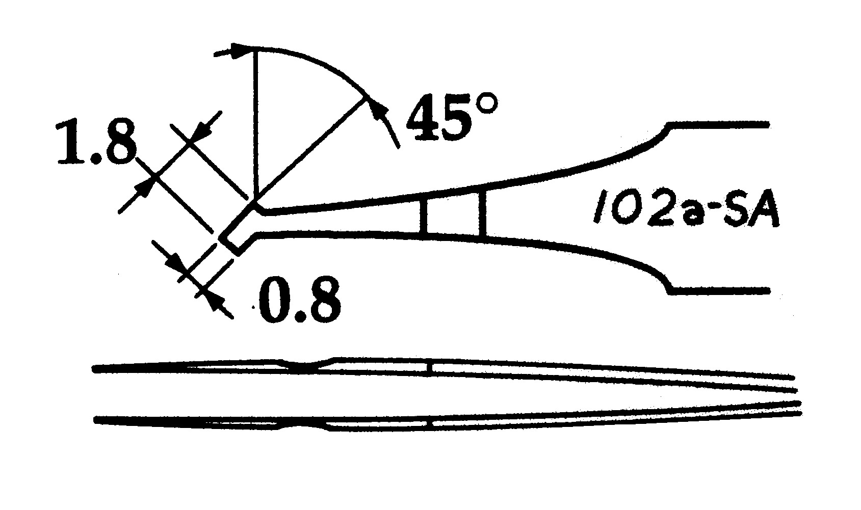 Excelta 102A-SA-PI 4.5in SMD Paddle Chip Handling Tweezer measurement